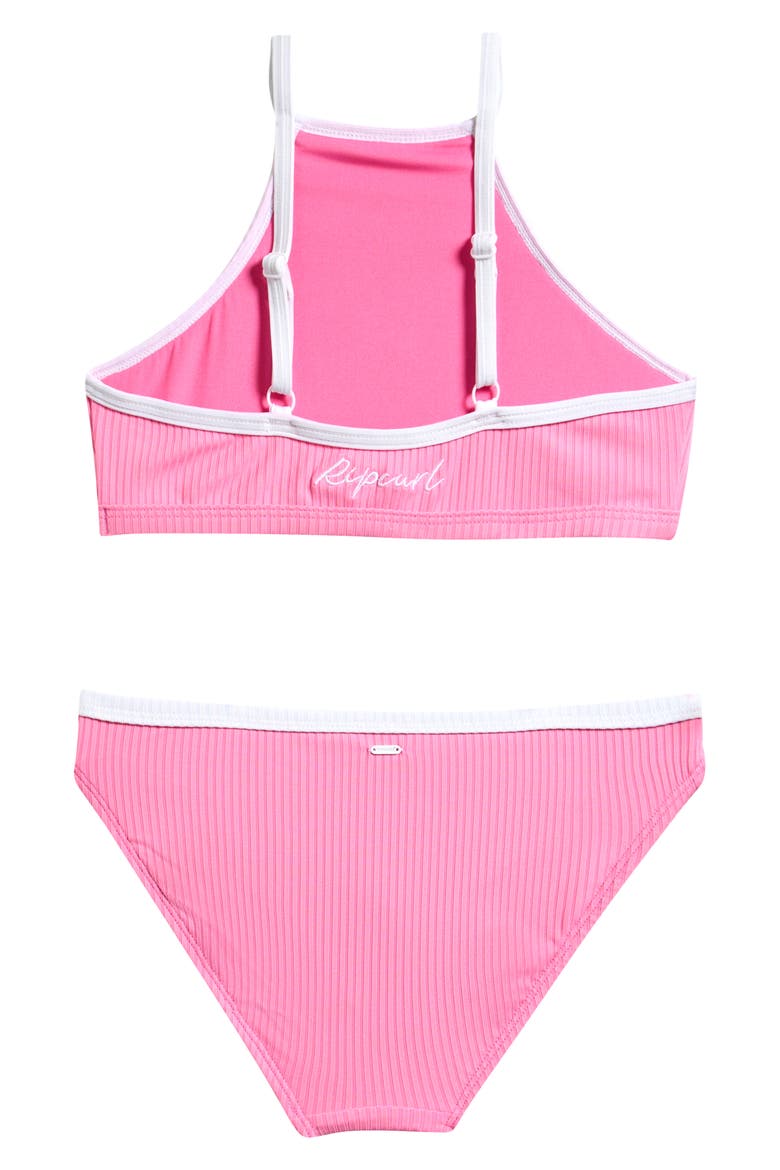 Kids' Premium Rib 2.0 Two-Piece Swimsuit, Alternate, color, BEGONIA PINK
