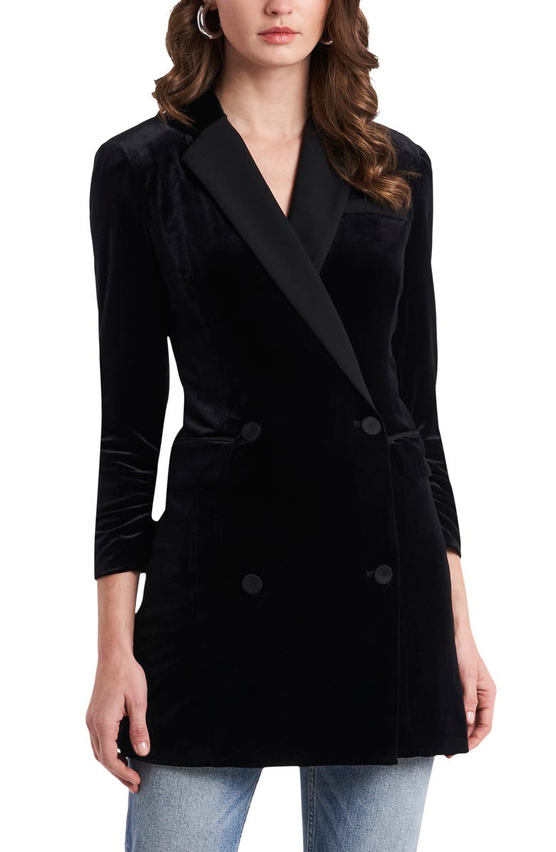 1.STATE Velvet Long Sleeve Blazer Cocktail Dress, Alternate, color, 