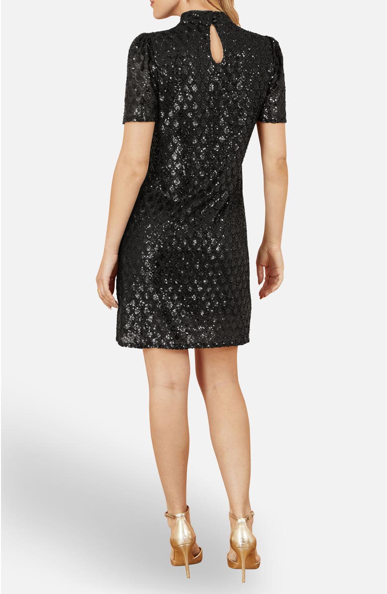 Yumi Sequin Chevron Pattern Tunic Dress, Alternate, color, Black