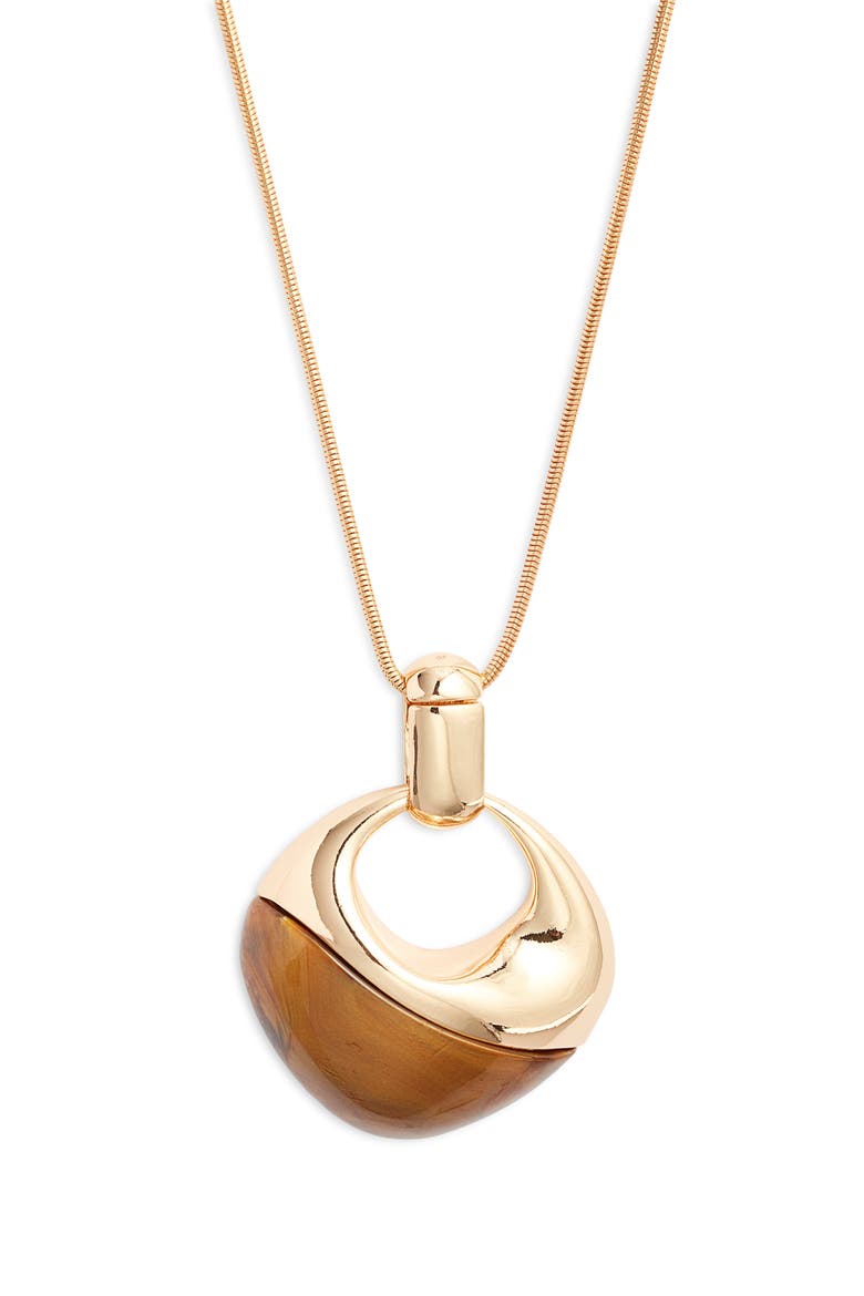 Pendant Necklace, Main, color, BROWN- GOLD