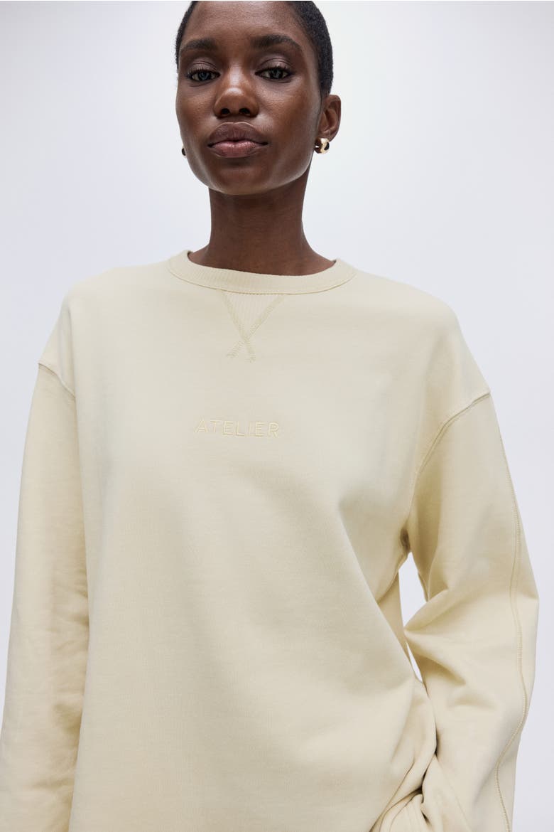 Text-motif Sweatshirt, Alternate, color, Light yellow/Atelier