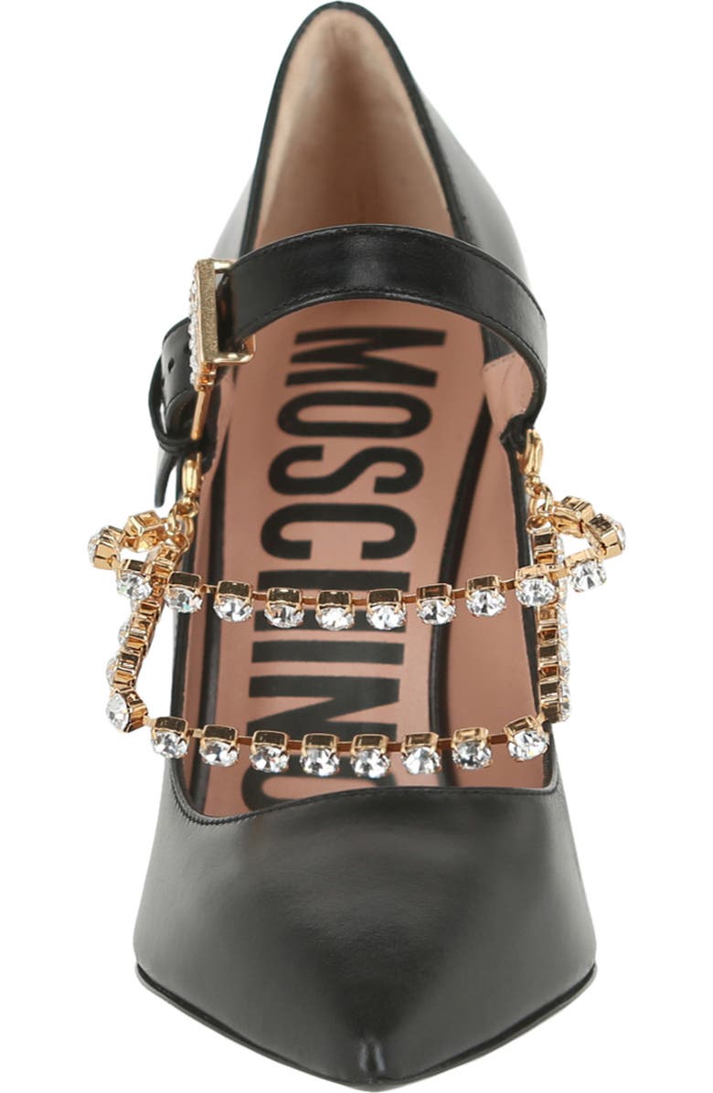 Moschino Metal Chain Mary Jane Pump, Alternate, color, Black