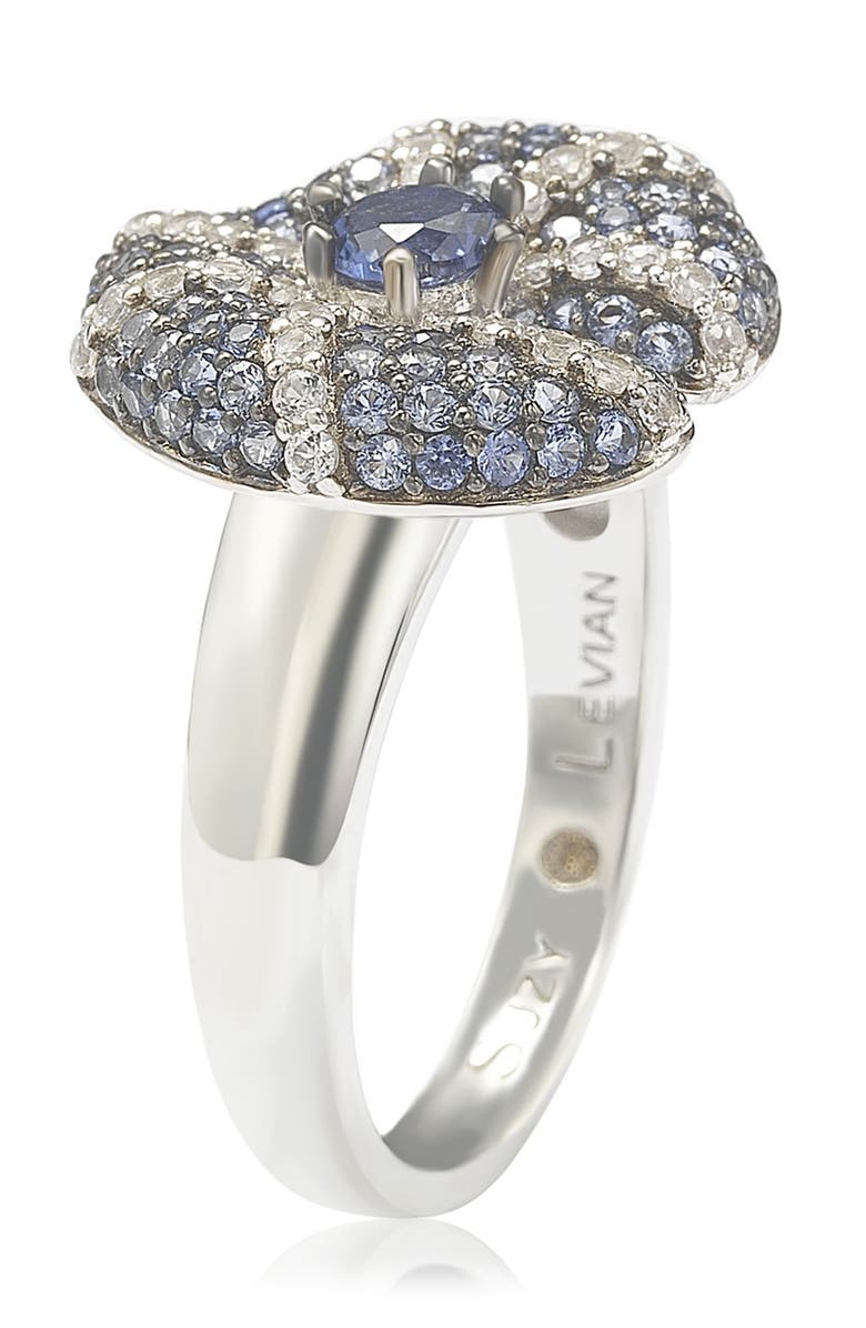 SUZY LEVIAN Sterling Silver Sapphire & Diamond Accent Whimsical Heart Ring, Alternate, color, Blue