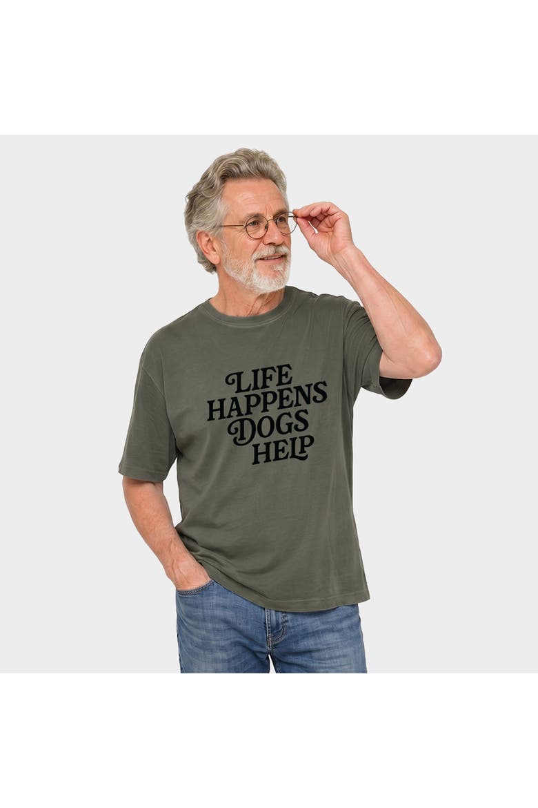 Life Happens Dogs Help Garment Dyed T-Shirt, Alternate, color, Moss