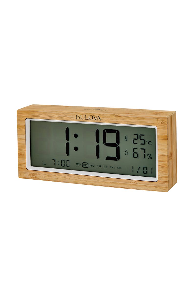 Bulova Clocks The Brookside LCD Alarm Table Clock, Alternate, color, Natural