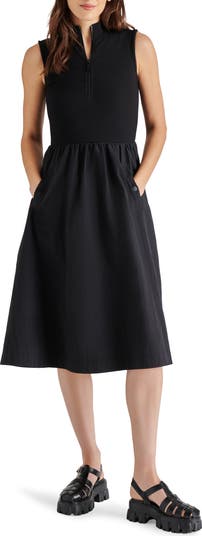 Steve Madden Berlin Sleeveless Half-Zip A-Line Dress 