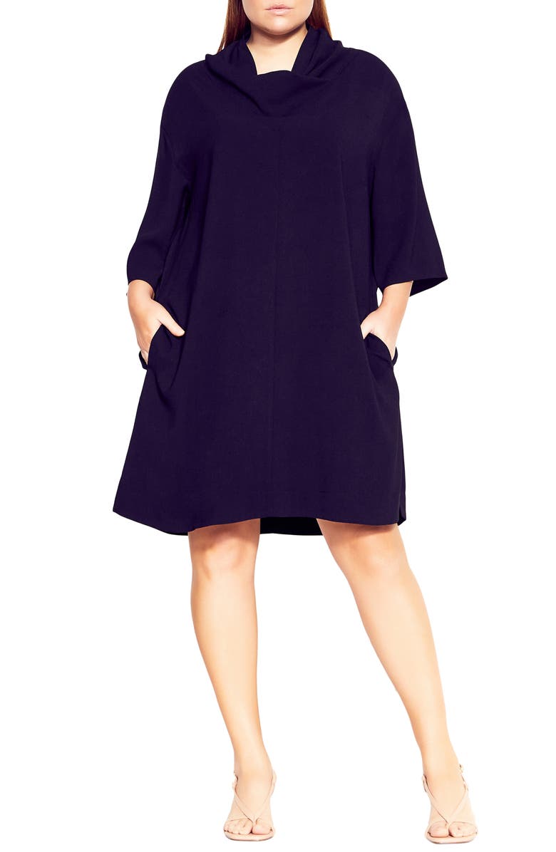 City Chic Refinity Cowl Neck A-Line Dress, Main, color,