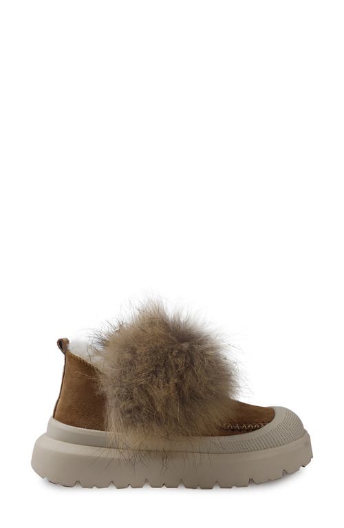 Zigi Faux Fur Lug Sole Bootie In Tan Suede
