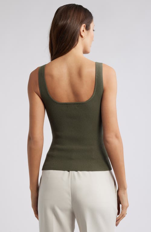 Open Edit Luxe Sculpt Rib Tank In Olive Sarma