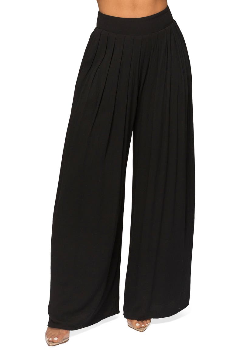 After Sunset Pleated Wide Leg Pants, Main, color, BLACK