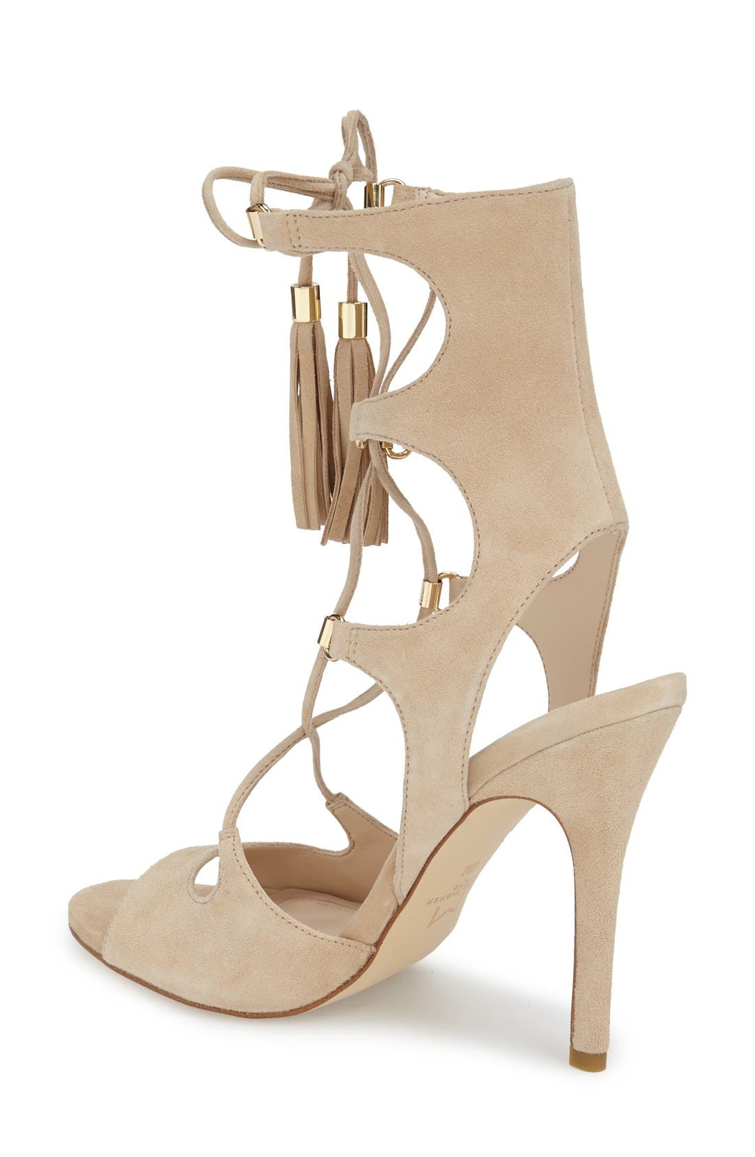 'Larsa' Lace Up Sandal, Alternate, color, NATURAL SUEDE