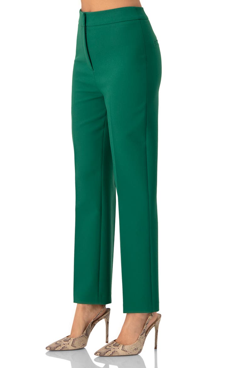 Tailored Straight-Leg Trousers, Alternate, color, Green