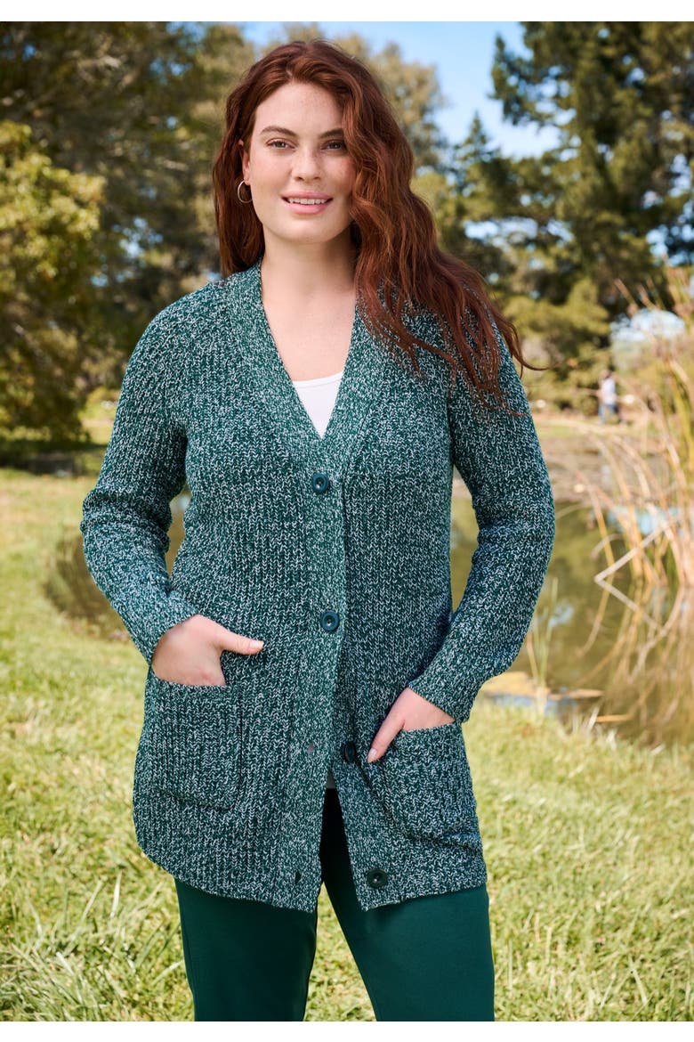 Shaker Button Front Cardigan Sweater (plus), Alternate, color, BANANA