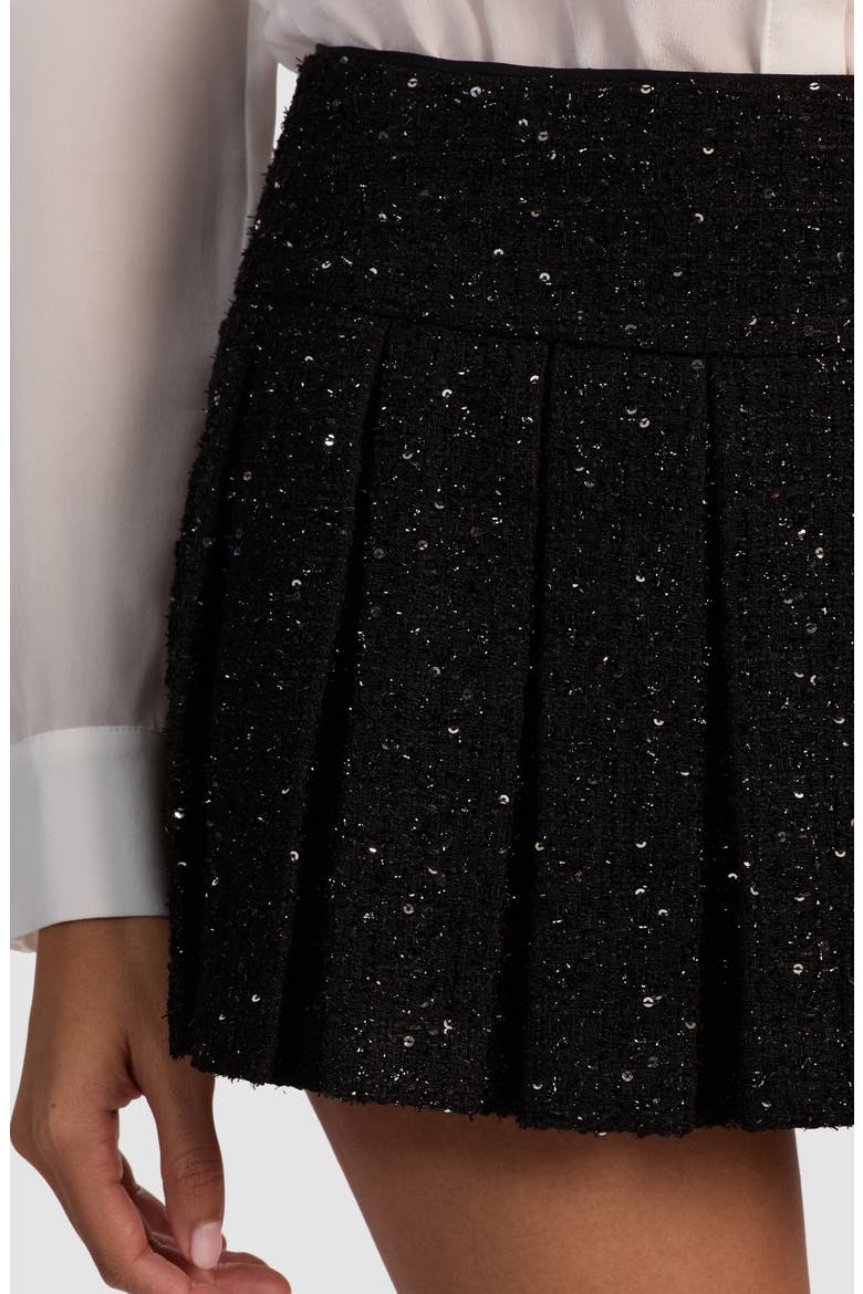 Emilie Pleated Velvet Miniskort, Alternate, color, BLACK