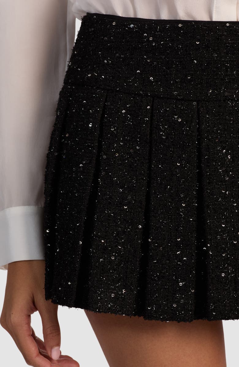 Alice + Olivia Emilie Pleated Velvet Miniskort, Alternate, color, Black