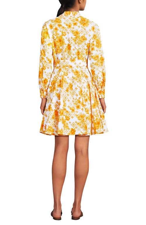 LANDS' END LANDS' END POPLIN BUTTON FRONT DRESS WITH GODETS 