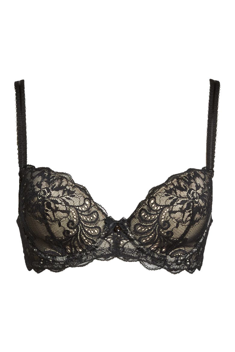 'Sophia'  Lace Underwire Bra, Alternate, color, BLACK