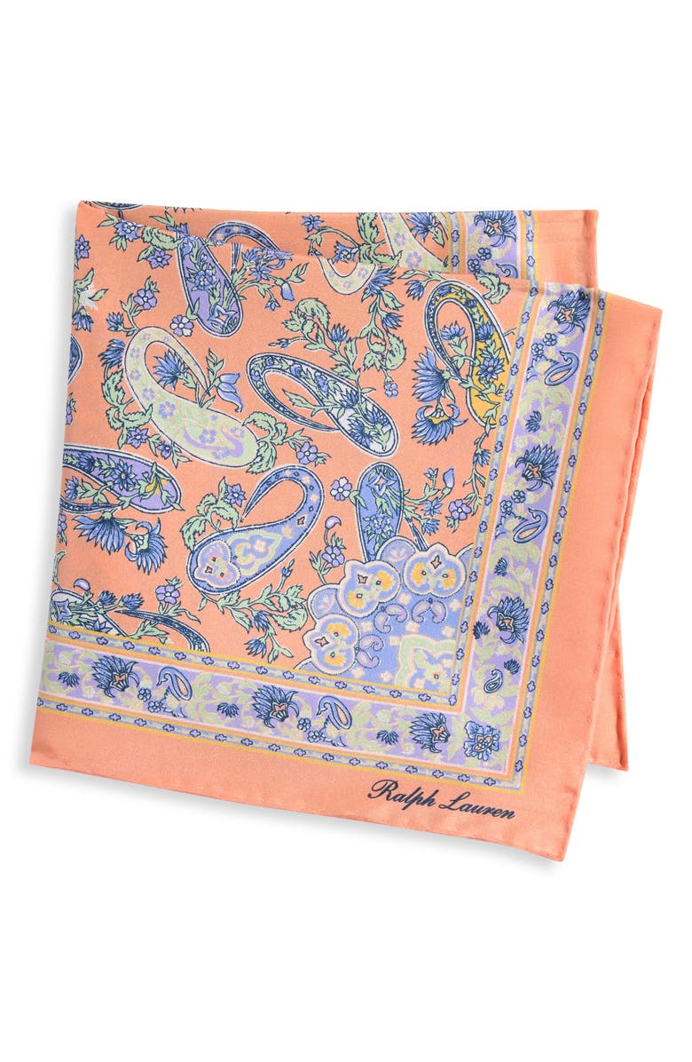 Ralph Lauren Purple Label Amura Paisley Silk Pocket Square, Main, color,
