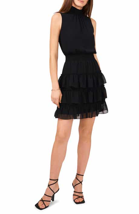Smock Neck Sleeveless Fit & Flare Dress