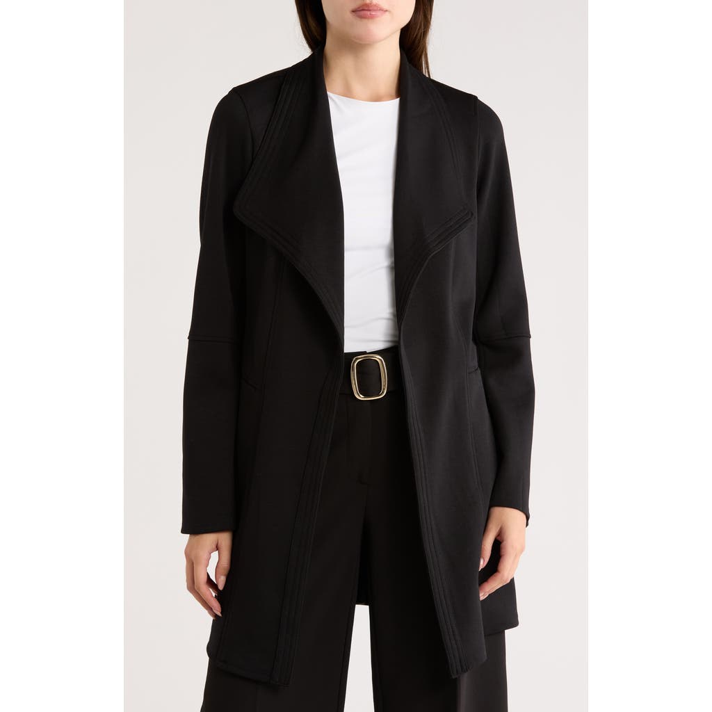 T Tahari Drape Front Scuba Knit Jacket In Black