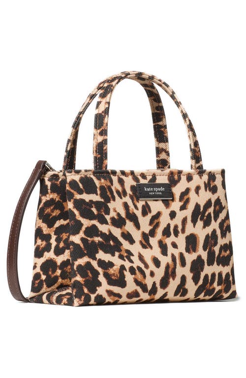Kate Spade New York Mini Sam Icon Canvas Crossbody In Animal Print