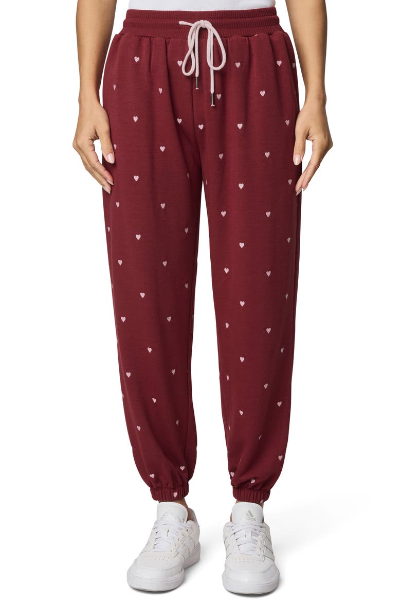 Love Lounge Embroidered Joggers, Main, color, RED/ WHITE ROSE