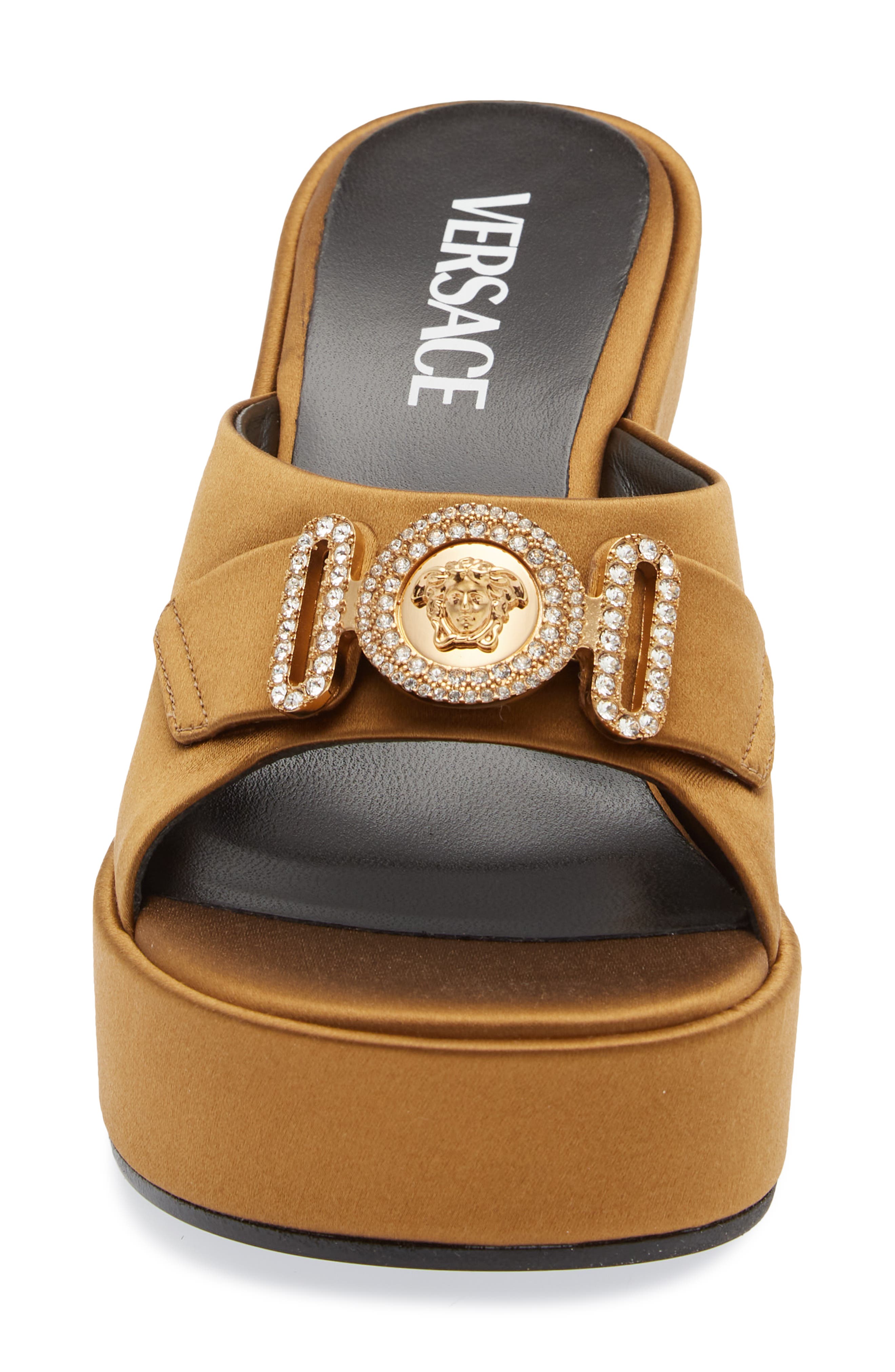 Versace Crystal Medusa Platform Slide Sandal, Alternate, color, 