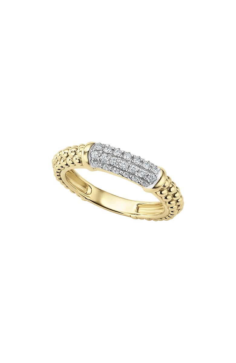 LAGOS Caviar 18K Gold & Diamond Pavé Stacking Ring, Main, color, Gold