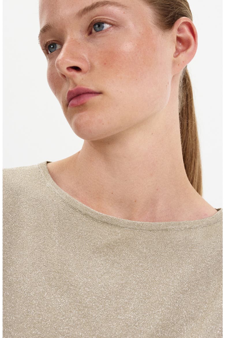 Metallic Knit Boat Neck Top, Alternate, color, SILVER