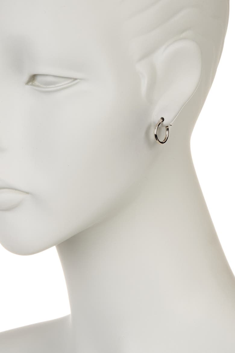 14K White Gold 15mm Shiny Hoop Earrings, Alternate, color, WHITE GOLD