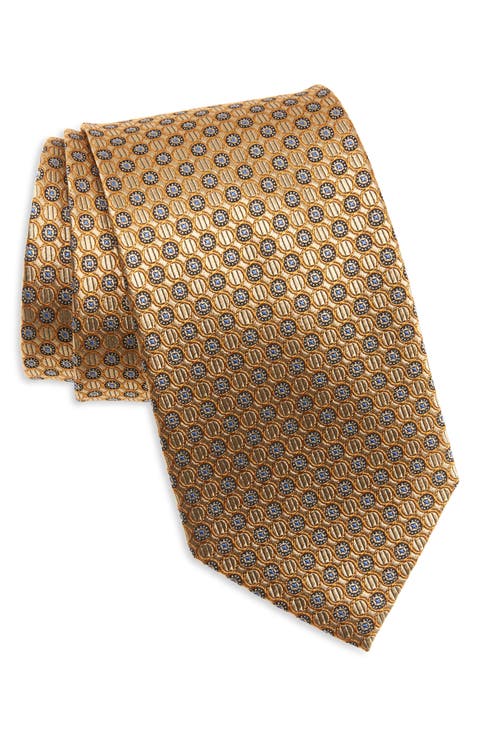 Neat Medallion Silk X-Long Tie