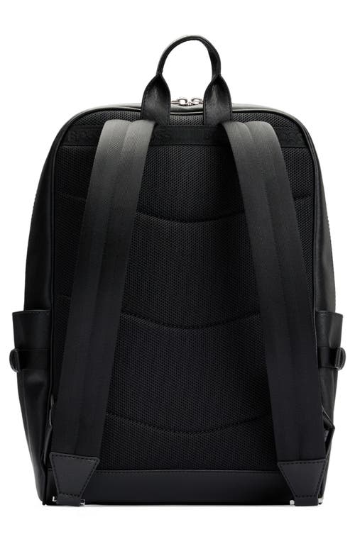 Hugo Boss Structured-leather Backpack With Silver-tone Logo In Black