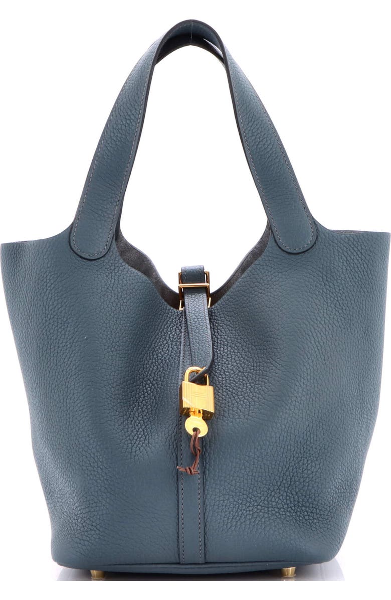 Pre-Owned Hermes Picotin Lock Bag Clemence MM, Main, color, Bleu Orage