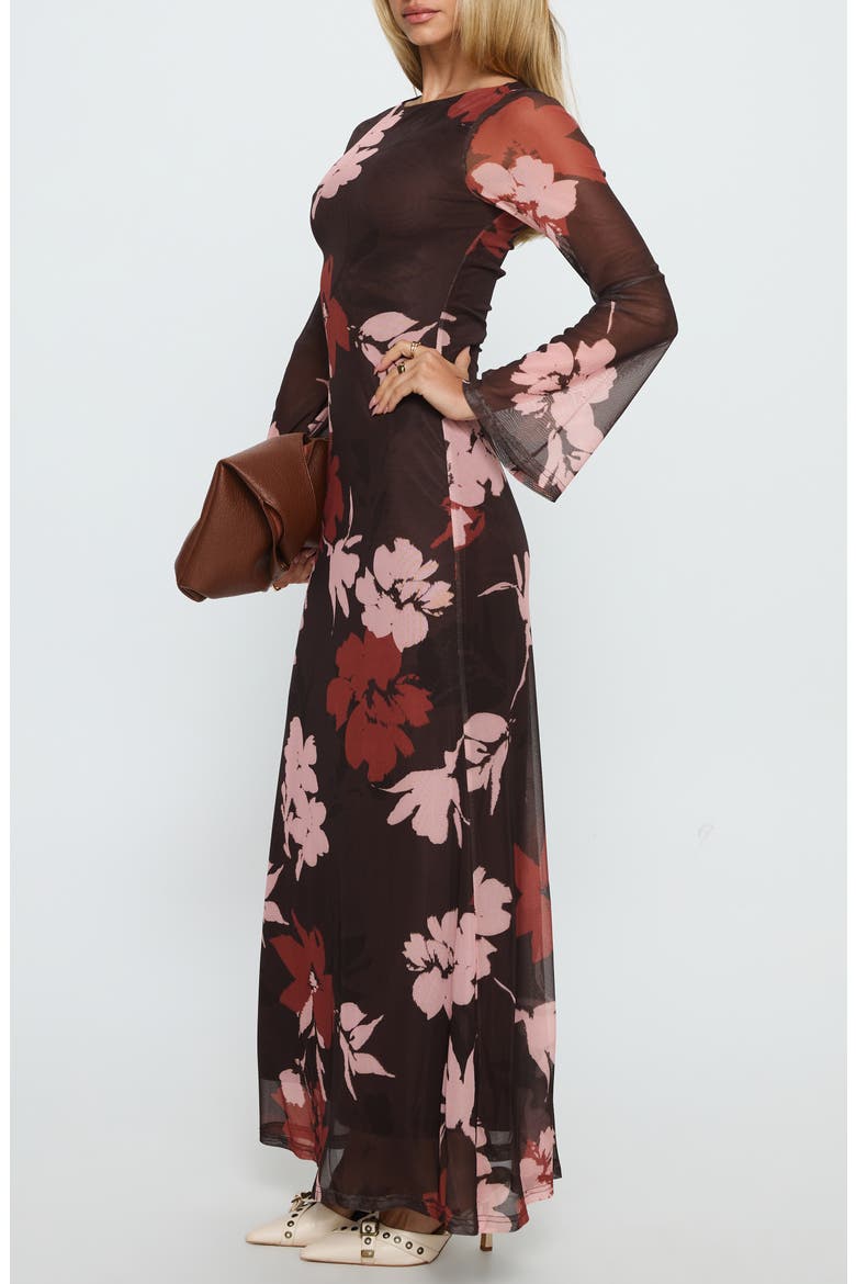 Istefania Long Sleeve Floral Maxi Dress, Alternate, color, BROWN MULTI