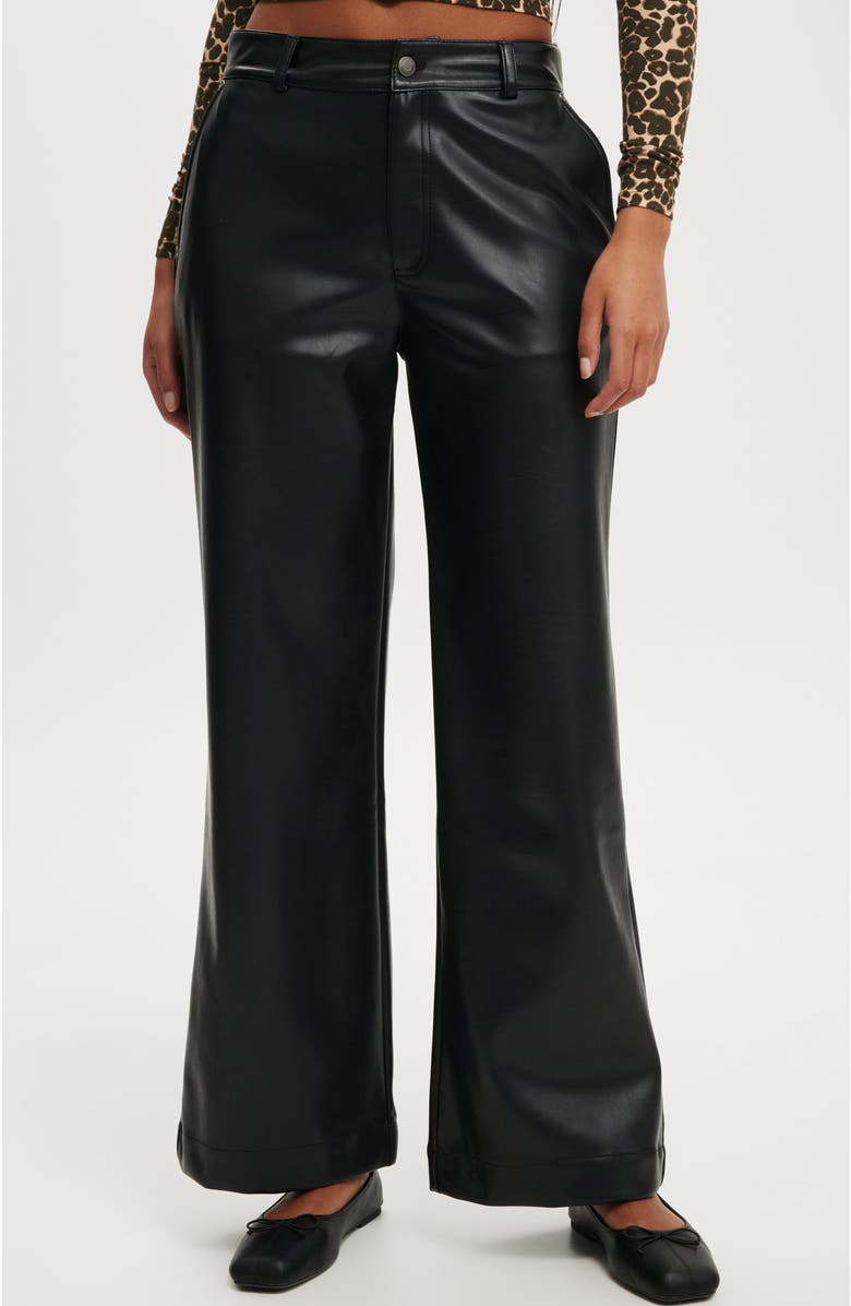 Cotton On Faux Leather Wide Leg Pant, Main, color,