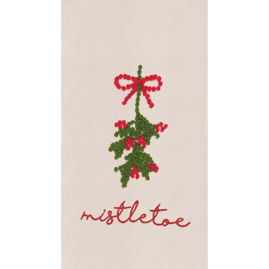 C & F Home C&f Home Mistletoe Berries French Knot Cotton Embroidered Flour Sack Kitchen Towel In White