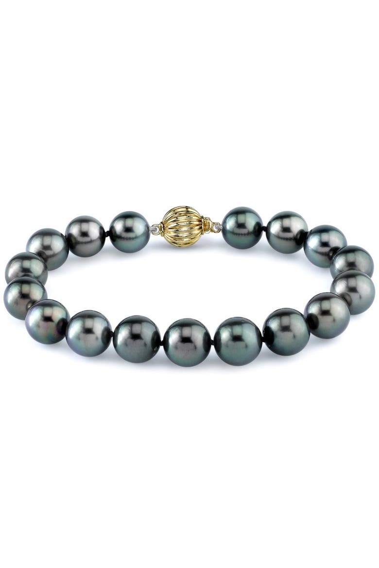 8-9mm Tahitian South Sea Pearl Bracelet - AAA Quality, Main, color, Yellow Gold Clasp