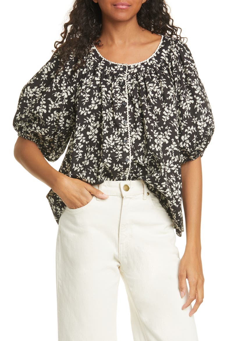 The Elm Floral Puff Sleeve Top, Main, color, COTTONWOOD FLORAL