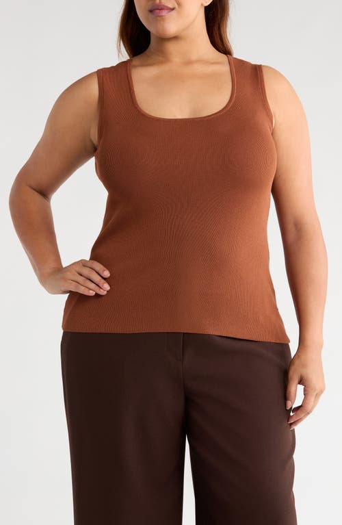 Tahari Asl Scoop Neck Sweater Tank In Brown