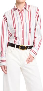 TWP Big Joe Stripe Silk Button-Up Shirt
