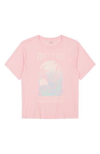 Shop Roxy Kids' Paradise View Oversize Cotton Graphic T-shirt In Rose Shadow