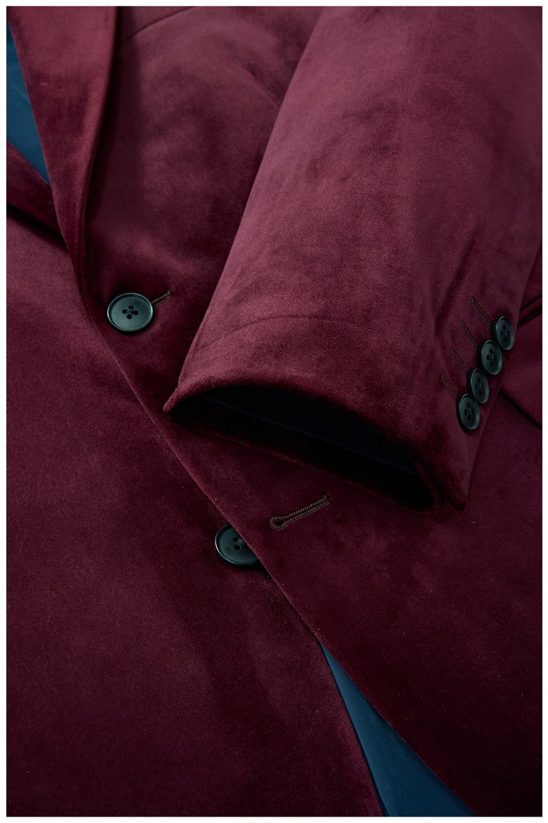 Jetsetter Slim Fit Velvet Blazer, Alternate, color, BURGUNDY