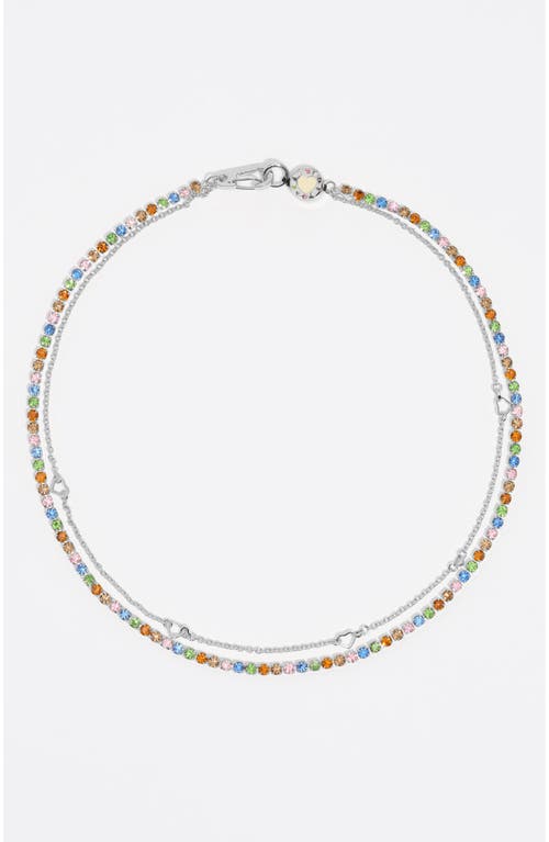 Bimba Y Lola Double-layer Crystals Logo Chain Necklace In Multi