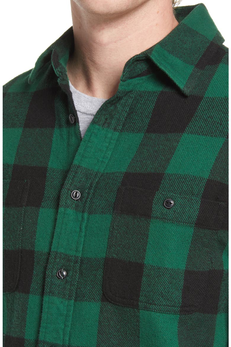 Buffalo Check Flannel Long Sleeve Button-Up Shirt, Alternate, color, GREEN