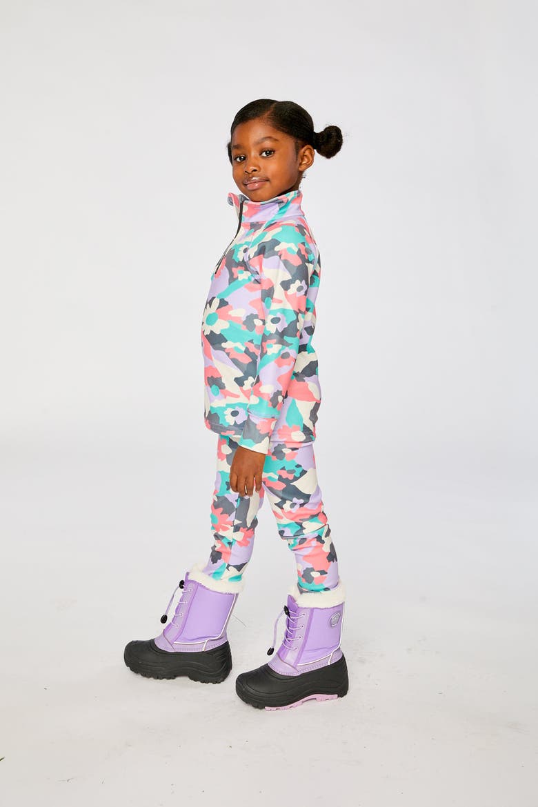 Two Piece Camouflage Brushed Half-Zip Top & Pants Thermal Underwear, Alternate, color, Coral Camouflage