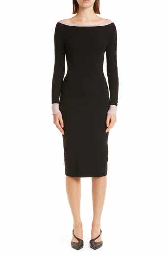 Emporio Armani Off the Shoulder Contrast Trim Coton Sheath Dress