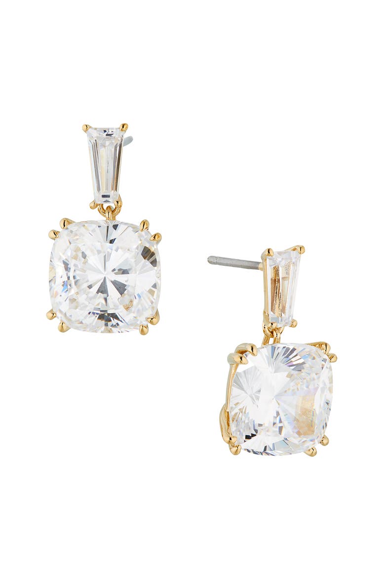 A la Carte Cubic Zirconia Drop Earrings, Main, color, GOLD