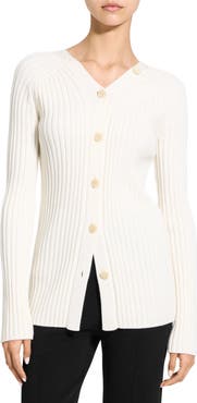 Theory Rib Merino Wool Open Back Cardigan