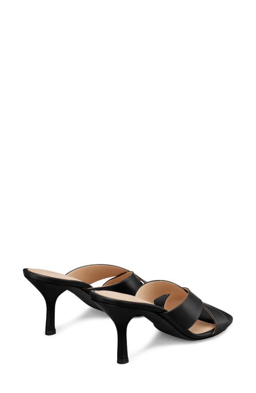Stuart Weitzman Dayna Leather Crisscross Slide Sandals In Black