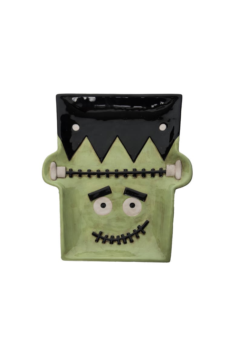 Halloween Frankenstein Serving Platter with Spreader, Alternate, color, Green
